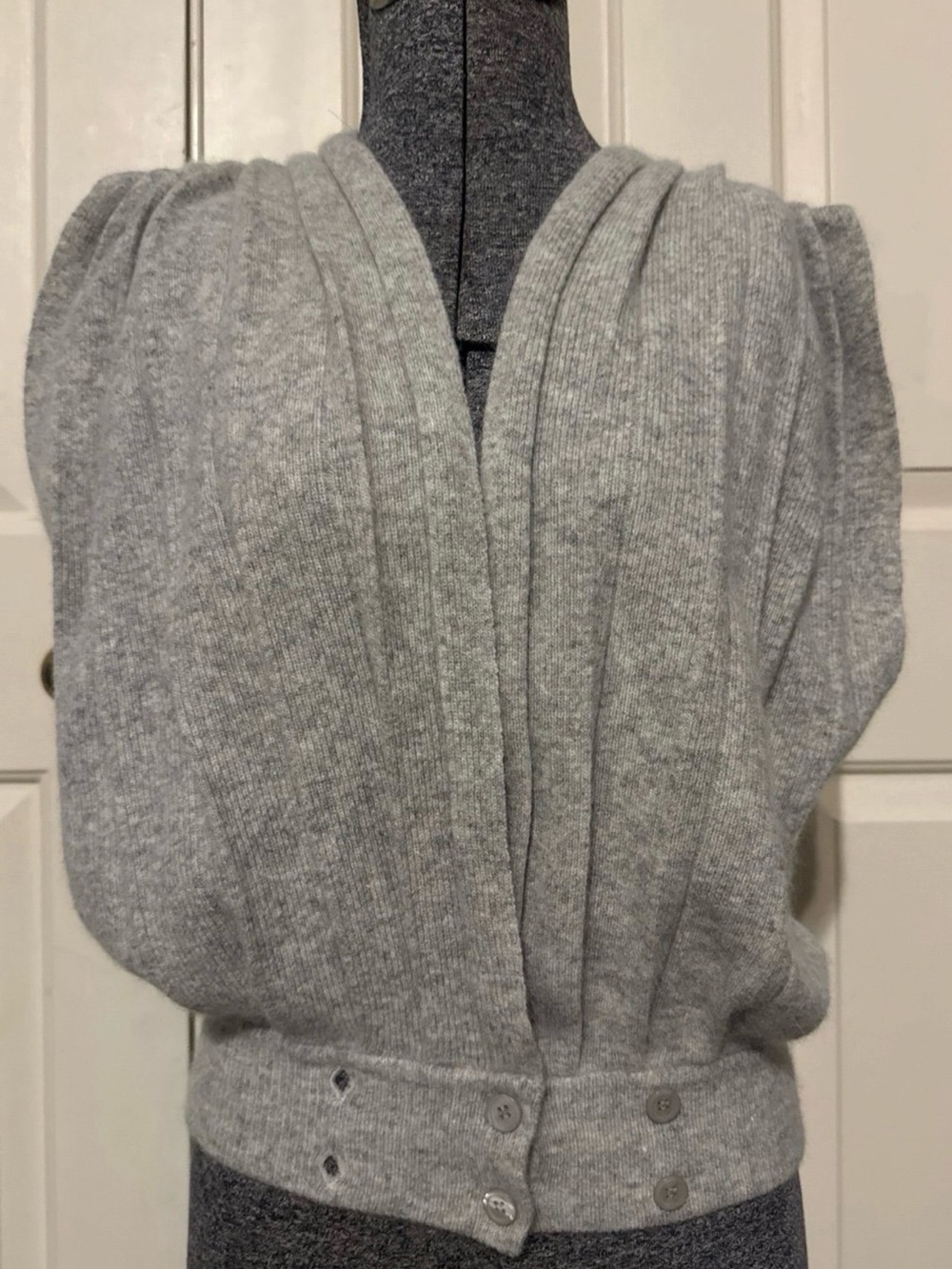 Young Attitudes Gray Women's Ribbed Button-Back Sweater